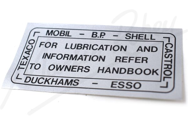 Lubrication Information Decal