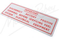 Disconnect Battery Decal Plate fitted in Boot