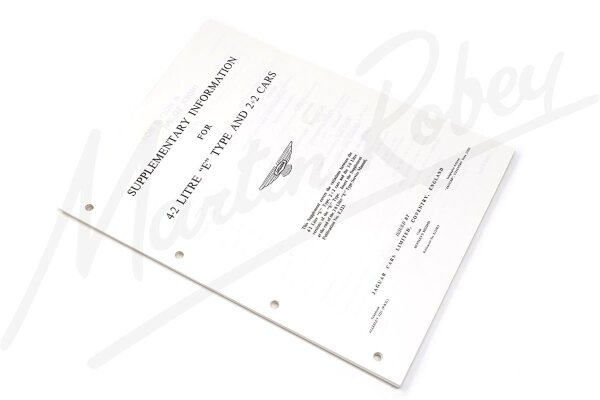 Jaguar E-Type All 6 Cylinder - Supplement To Workshop Manual