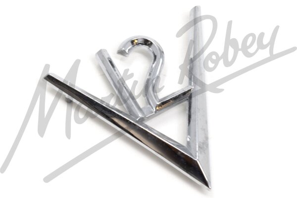 Chrome V12 Boot Lid Badge / Script for E-Type Series 3 XKE